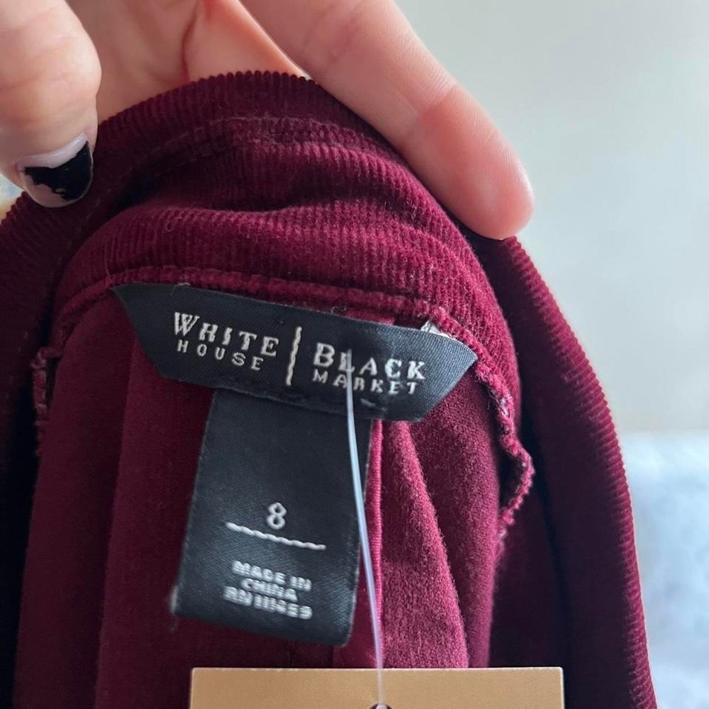 White House Black Market Burgundy Corduroy Blazer Jacket Size 8 Vintage 2000s - Picture 5 of 6